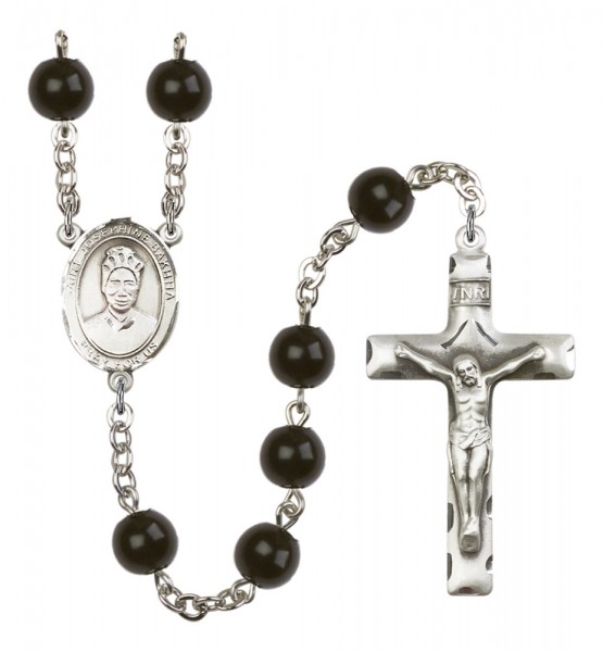 Men's St. Josephine Bakhita Silver Plated Rosary - Black