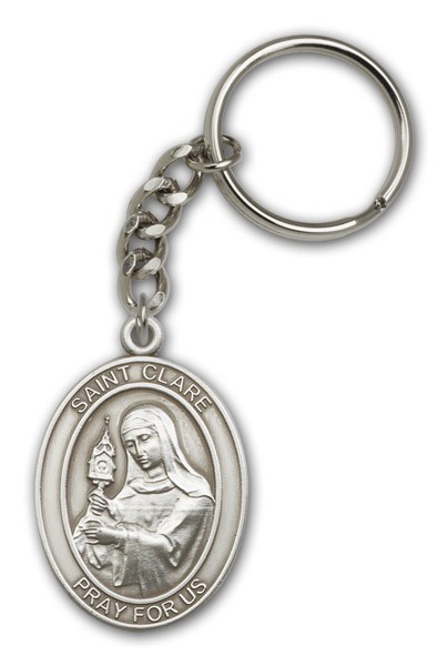 St. Clare Keychain - Antique Silver