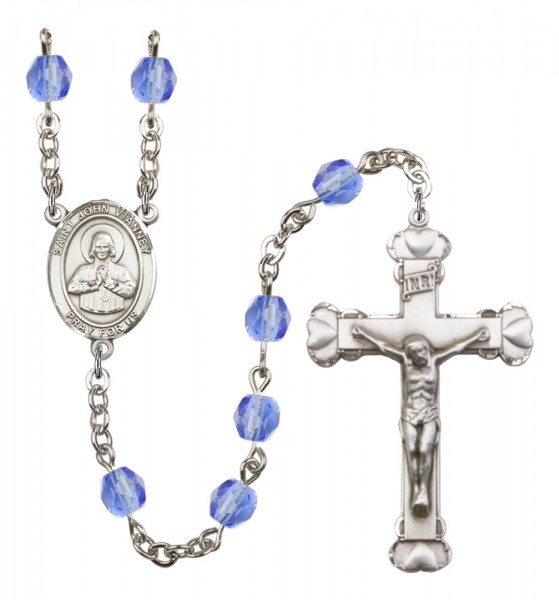 Women's St. John Vianney Birthstone Rosary - Sapphire