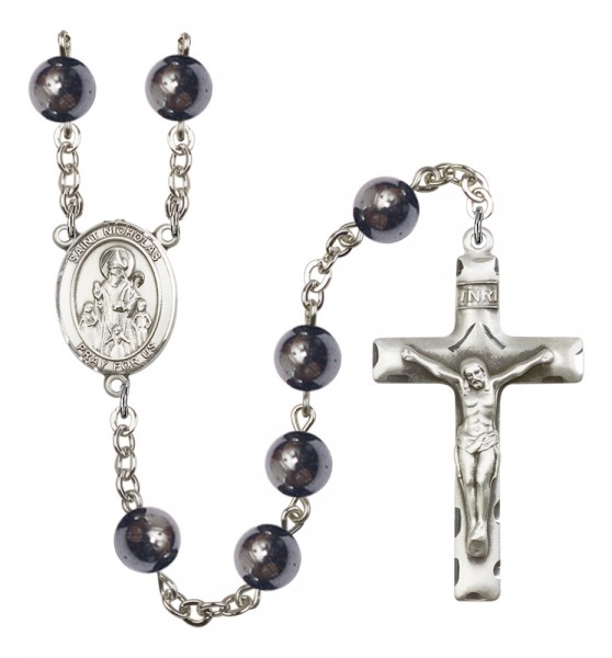 Men's St. Nicholas Silver Plated Rosary - Silver