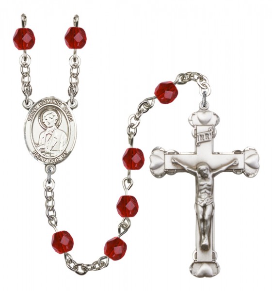Women's St. Dominic Savio Birthstone Rosary - Ruby Red