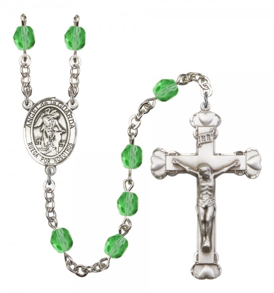 Women's Angel de la Guardia Birthstone Rosary - Peridot