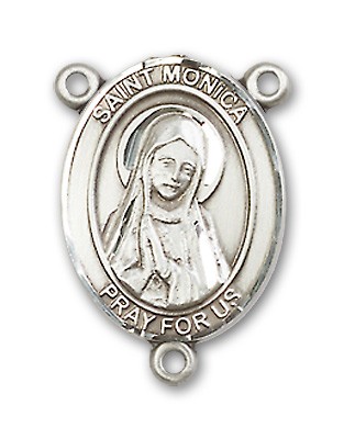 St. Monica Rosary Centerpiece Sterling Silver or Pewter - Sterling Silver