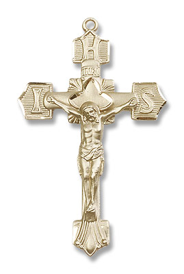 IHS Men's Crucifix Pendant - 14K Solid Gold