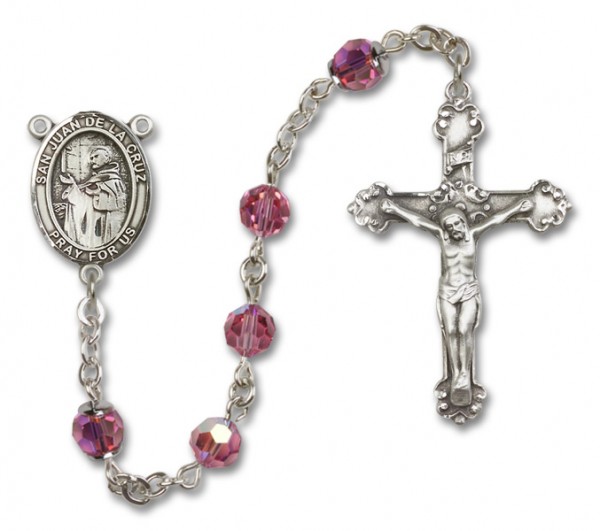 San Juan de la Cruz Sterling Silver Heirloom Rosary Fancy Crucifix - Rose