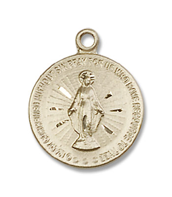 Petite Round Miraculous Medal Necklace - 14K Solid Gold