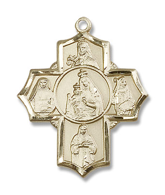 Carmelite Order 5-Way Medal - 14K Solid Gold