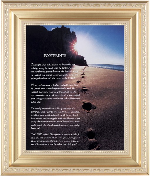 Footprints Prayer 8x10 Framed Print Under Glass - #138 Frame