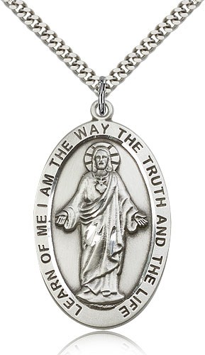 Large Learn of Me I Am The Way Jesus Necklace - Sterling Silver