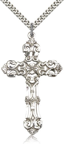 Cross Pendant Fleur de Lis - Sterling Silver
