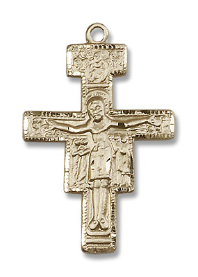 San Damiano Crucifix Pendant - 14K Solid Gold