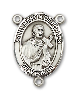 St. Martin De Porres Rosary Centerpiece Sterling Silver or Pewter - Sterling Silver