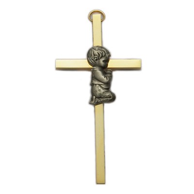 4&quot; Brass Baptism Cross for Boy - Brass