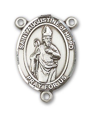 St. Augustine of Hippo Rosary Centerpiece Sterling Silver or Pewter - Sterling Silver