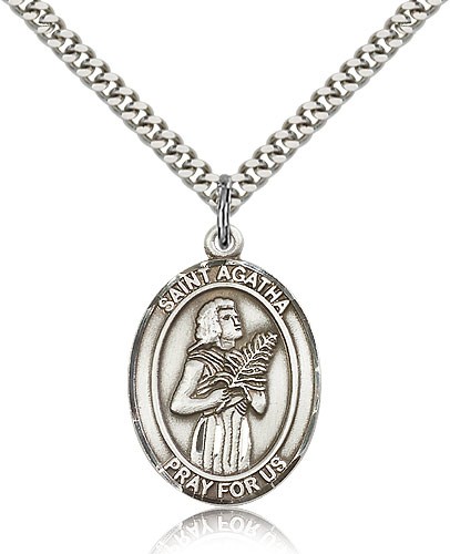 St. Agatha Patron Saint Medal - Sterling Silver