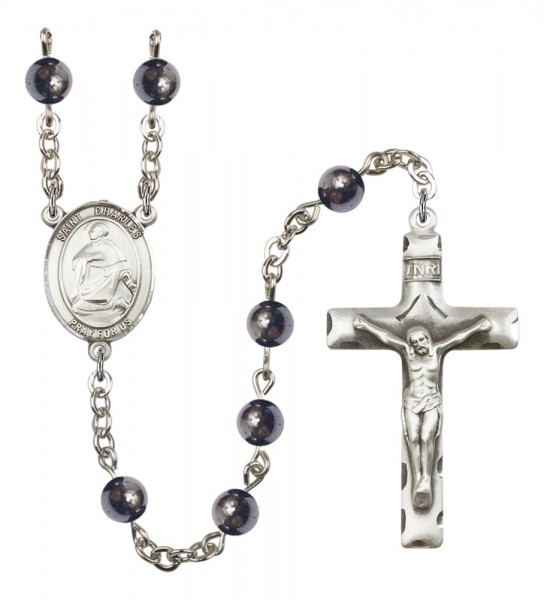 Men's St. Charles Borromeo Silver Plated Rosary - Gray