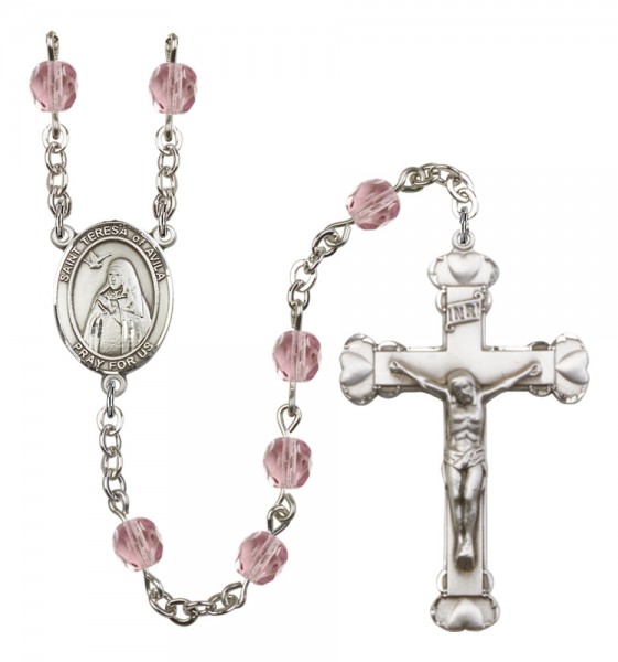 Women's St. Teresa of Avila Birthstone Rosary - Light Amethyst