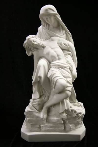 Pieta Statue White Marble Composite - 25 inch - White