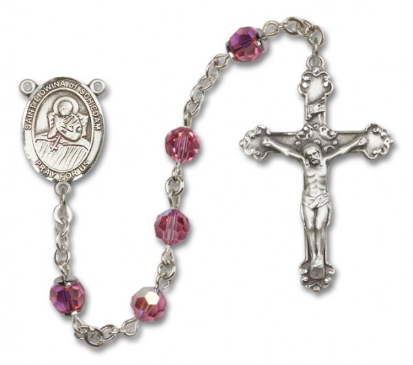 St. Lidwina of Schiedam Sterling Silver Heirloom Rosary Fancy Crucifix - Rose