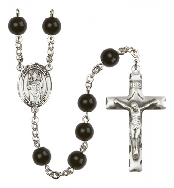 Men's St. Stanislaus Silver Plated Rosary - Black