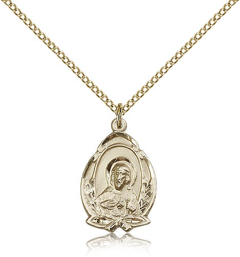 Wheat and Ribbon Scapular Medal - 14KT Gold Filled