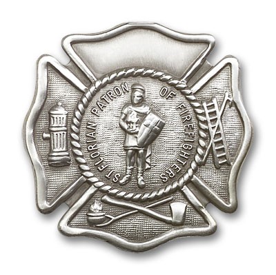 St. Florian Patron Saint of Firefighters Visor Clip - Antique Silver