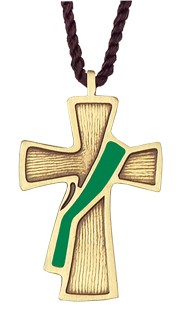 Deacon's Cross Pendant with Green Sash - Bronze