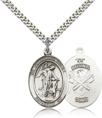 Guardian Angel National Guard Medal - Sterling Silver
