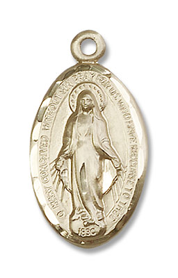 Women's Oval Elongated Miraculous Medal - 14K Solid Gold
