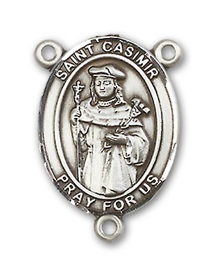 St. Casimir of Poland Rosary Centerpiece Sterling Silver or Pewter - Sterling Silver