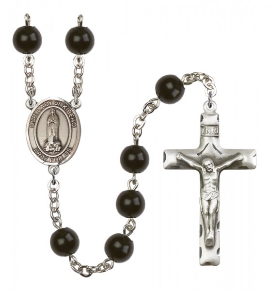 Men's Our Lady of Kibeho Silver Plated Rosary - Black
