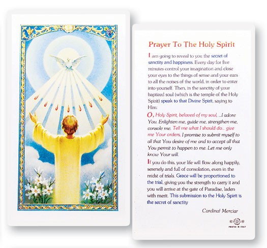 Confirmation Holy Spirit Laminated Prayer Card - 25 Cards Per Pack .80 per card
