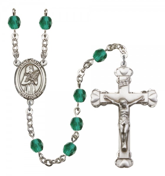 Women's St. Agatha Birthstone Rosary - Zircon