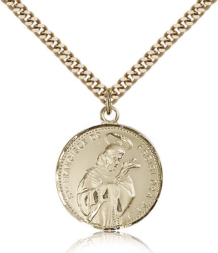 Round St. Francis of Assisi Medal - 14KT Gold Filled