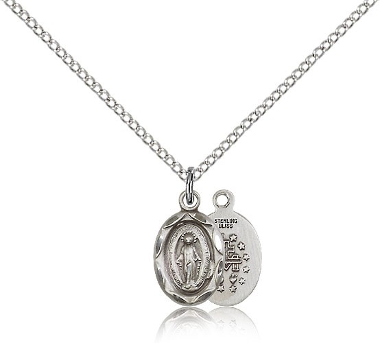 Petite Miraculous Medal Necklace - Sterling Silver