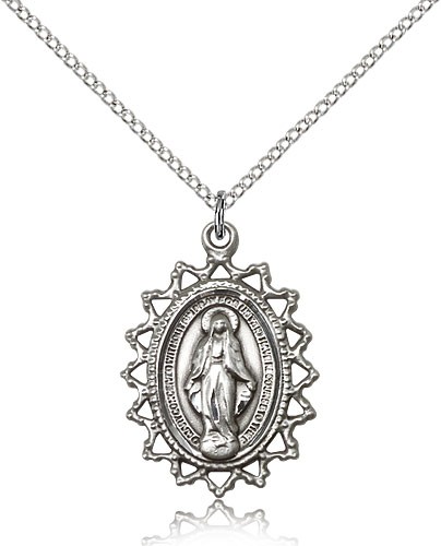 Women's Pointed Tip Miraculous Medal - Sterling Silver