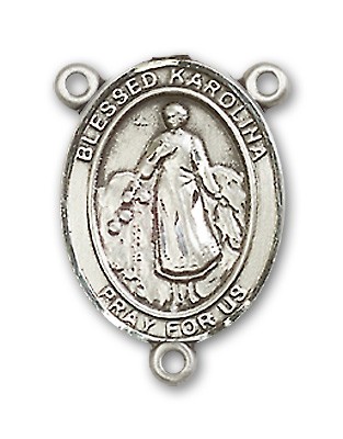 Blessed Karolina Kozkowna Rosary Centerpiece Sterling Silver or Pewter - Sterling Silver