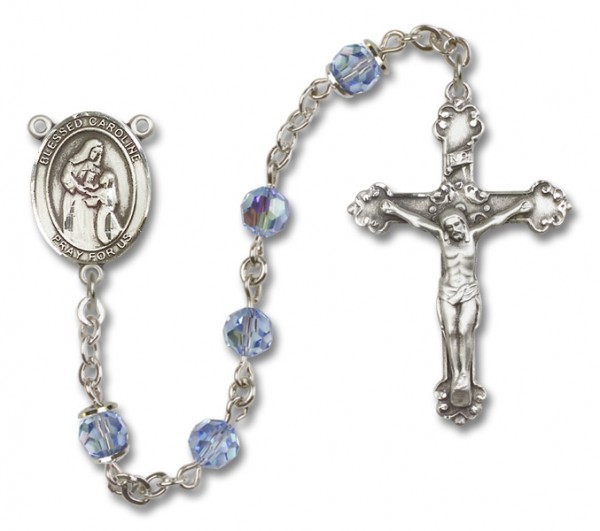 Blessed Caroline Gerhardinger Sterling Silver Heirloom Rosary Fancy Crucifix - Light Amethyst