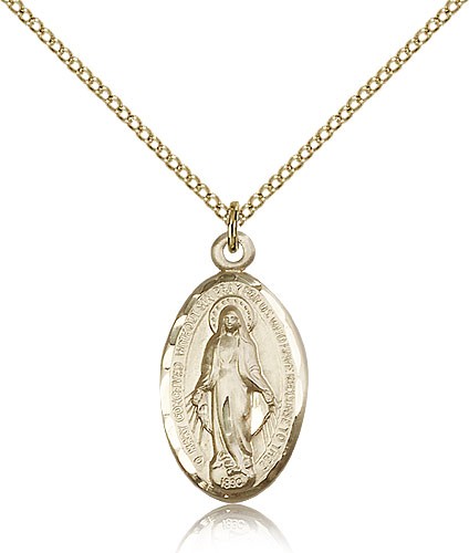 Women's Oval Elongated Miraculous Medal - 14KT Gold Filled