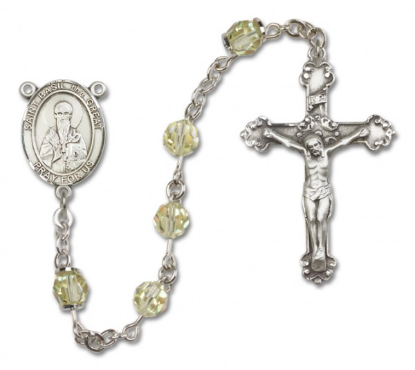 St. Basil the Great Sterling Silver Heirloom Rosary Fancy Crucifix - Jonquil