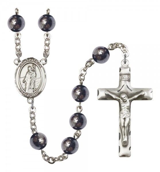 Men's St. Patrick Silver Plated Rosary - Silver