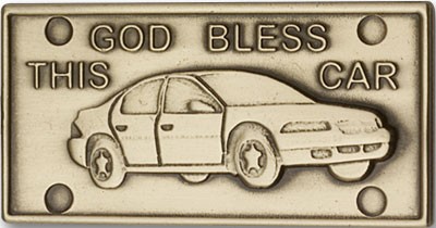 God Bless This Car Visor Clip - Antique Gold