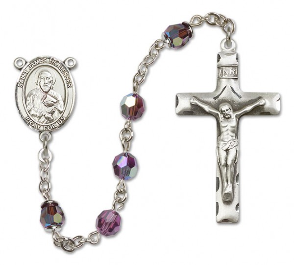 St. James the Lesser Sterling Silver Heirloom Rosary Squared Crucifix - Amethyst
