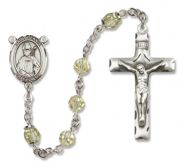St. Dennis Sterling Silver Heirloom Rosary Squared Crucifix - Zircon