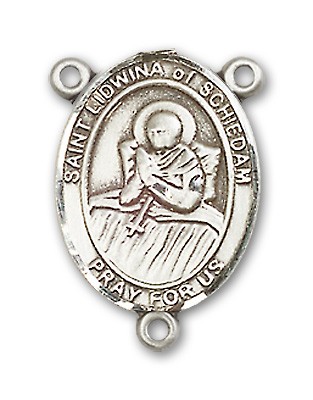 St. Lidwina of Schiedam Rosary Centerpiece Sterling Silver or Pewter - Sterling Silver