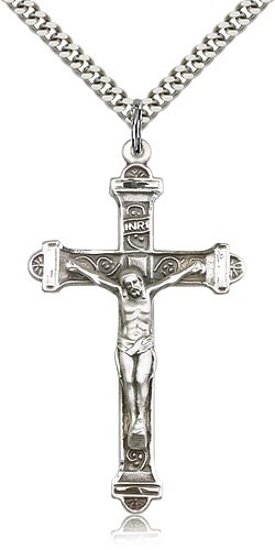 Men's Cross Tip Crucifix Pendant - Sterling Silver