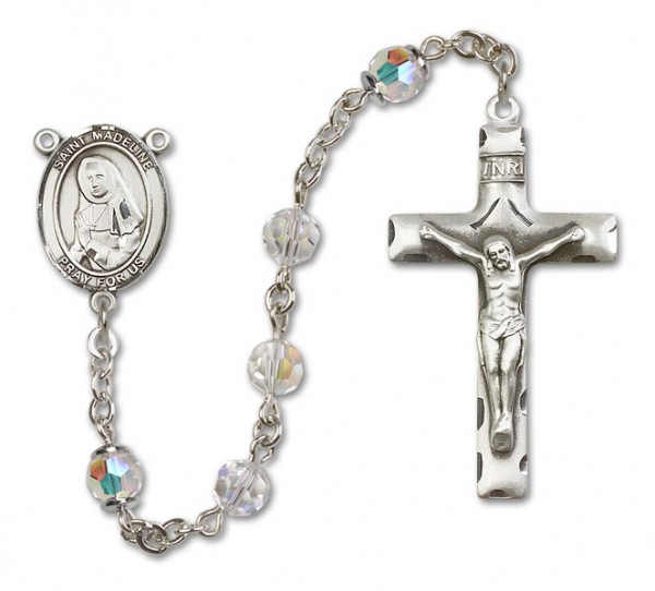 St. Madeline Sophie Barat Sterling Silver Heirloom Rosary Squared Crucifix - Crystal
