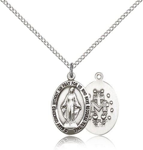 Petite Oval Miraculous Medal - Sterling Silver
