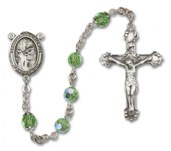 San Juan de la Cruz Sterling Silver Heirloom Rosary Fancy Crucifix - Peridot