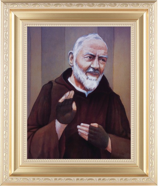 St. Padre Pio 8x10 Framed Print Under Glass - #138 Frame